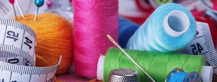 Multi-colored threads on bobbins