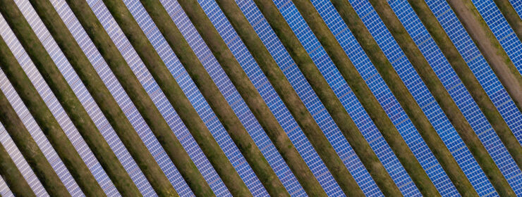 Aerial view of solar panels