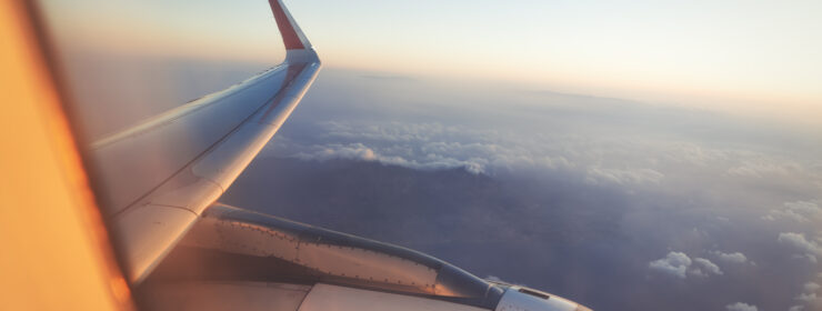 Aircraft wing on sky