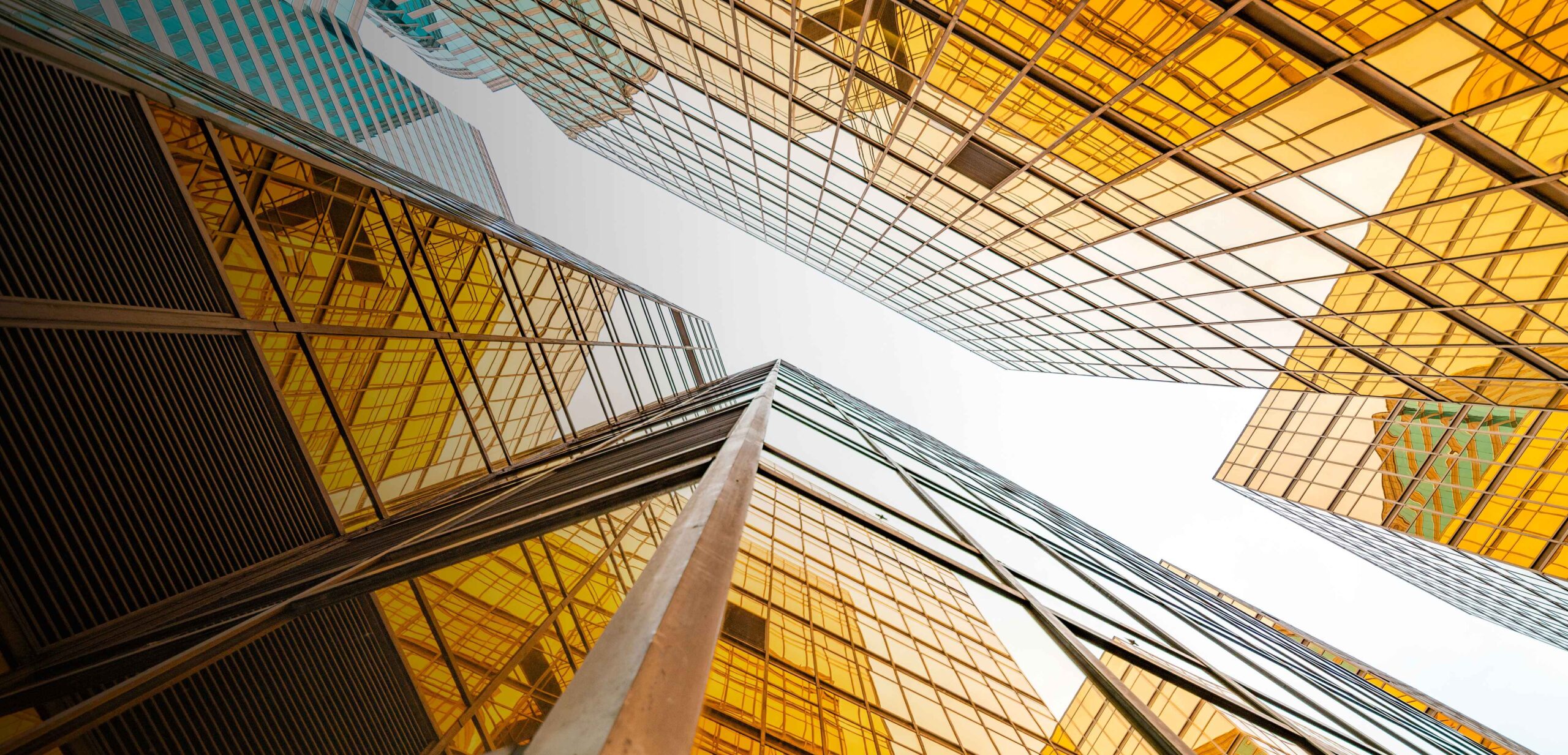 Look up at the city buildings