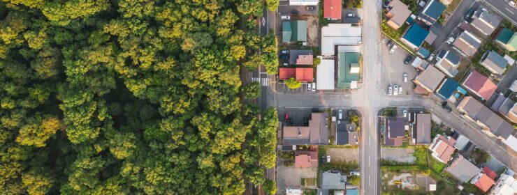 Aerial view of road intersection