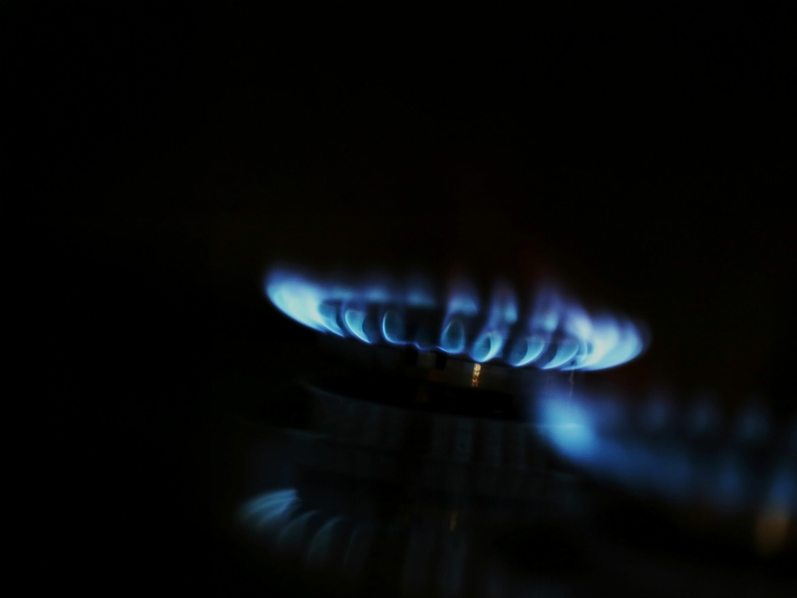 Full Frame Blue Flame Of Gas Hob