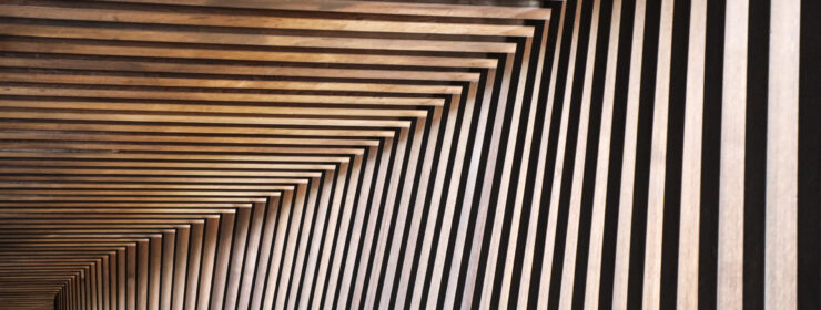Wood wall and ceiling. Yokohama, Kanagawa Prefecture, Japan