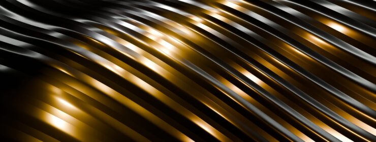 Striped pattern and light reflection on the metallic wavy surface