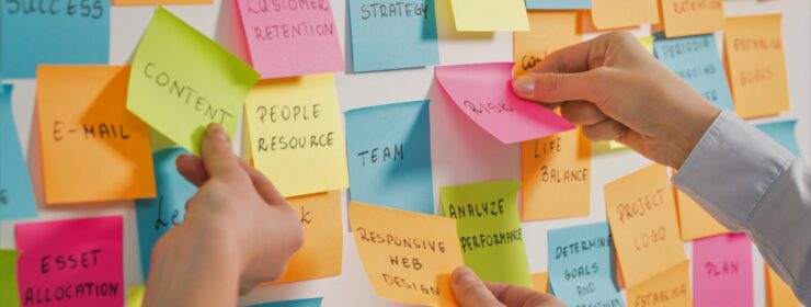 Image of colourful post-it notes- brainstorming concept