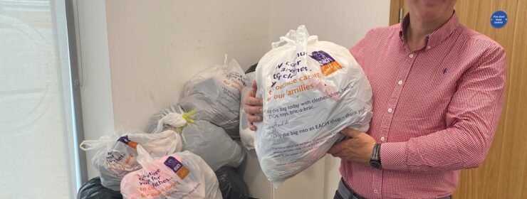 James Austin with charity donations