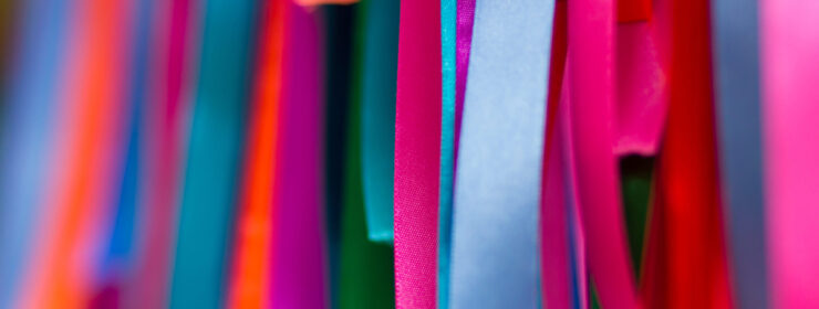 ariety of satin ribbons in different colors and lengths