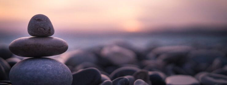 Sunset on pebbles in Nice